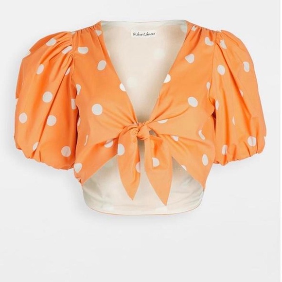 For Love and Lemons Auburn Dot Crop Top in Tangerine Small - Picture 2 of 4